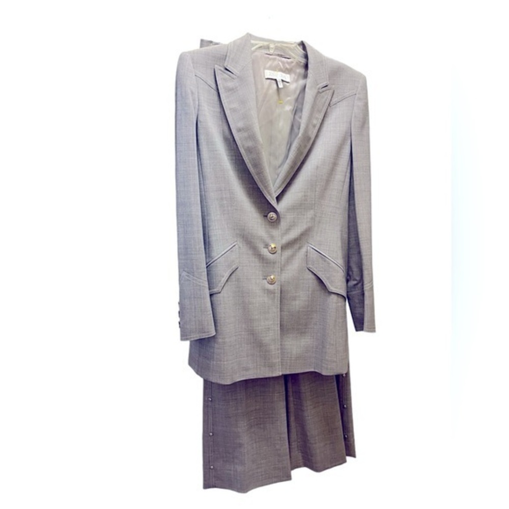 Escada Western Studded Suit with Long Western Blazer and  in grey wool